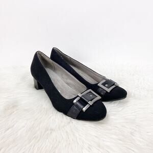A2 Aerosoles Heelrest 6 M Womens Black Buckle Sketchpad Heels